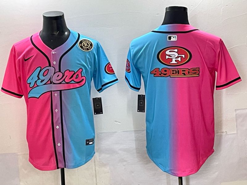 Men 2025 San Francisco 49ers Blank Blue pink Nike Limited NFL Jersey style 012